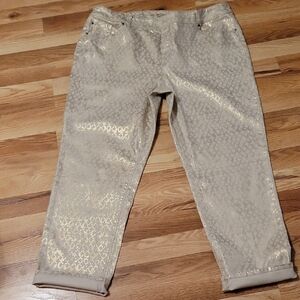 Chico's Gold Patterned Jean  Pants Sz. 14